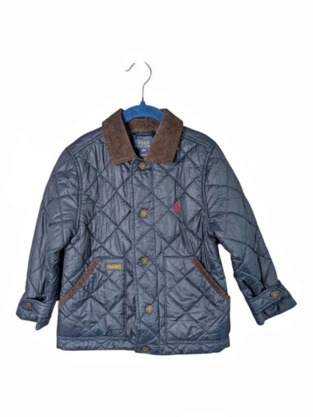 Polo Ralph Lauren Quilted Car Coat with Corduroy Navy Size 4T